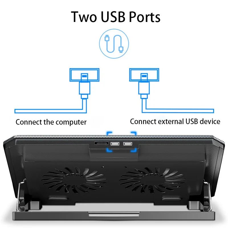 Gaming Laptop Cooler Large Size For 12-16 Inch Notebook Two USB Laptop Cooling Pads Wind Speed Adjustable Silent Laptop Stand - Velvet Haven