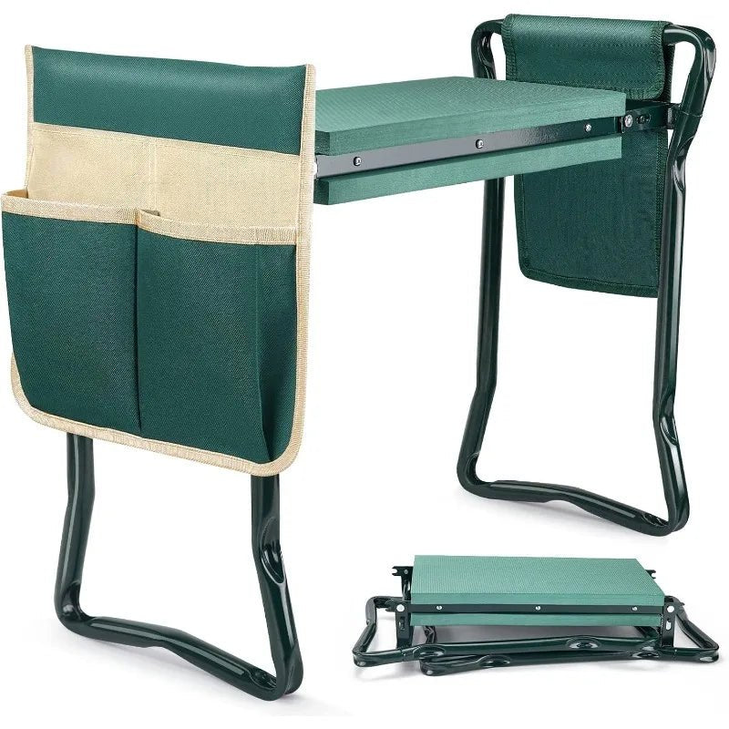 Garden Kneeler and Seat Heavy Duty Gardening Bench with 2 Tool Pouches EVA Foam Pad Foldable Stool To Prevent Knee & Back Pain - Velvet Haven