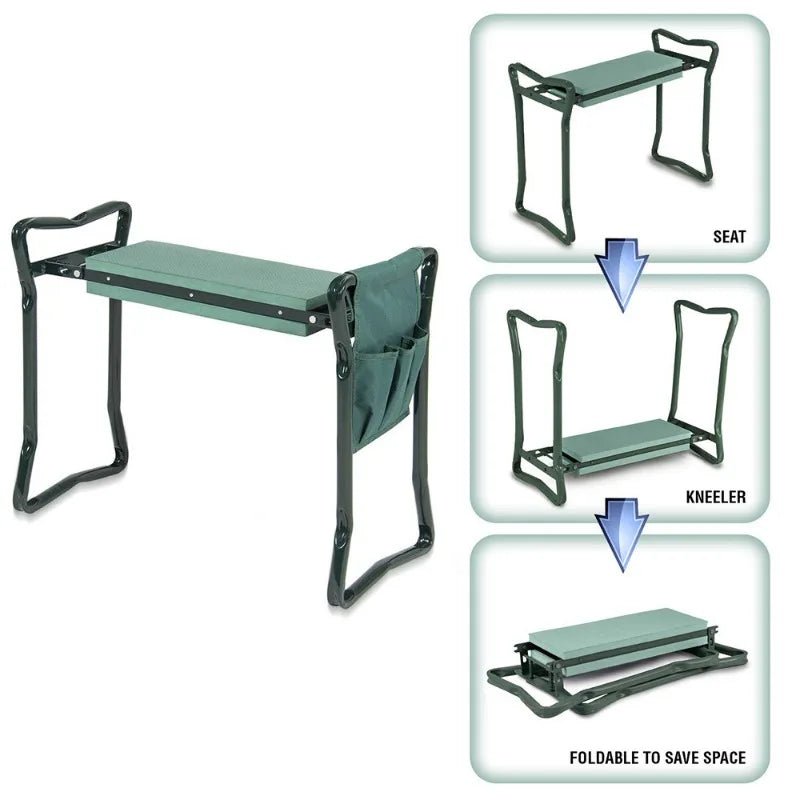 Garden Kneeler and Seat Heavy Duty Gardening Bench with 2 Tool Pouches EVA Foam Pad Foldable Stool To Prevent Knee & Back Pain - Velvet Haven