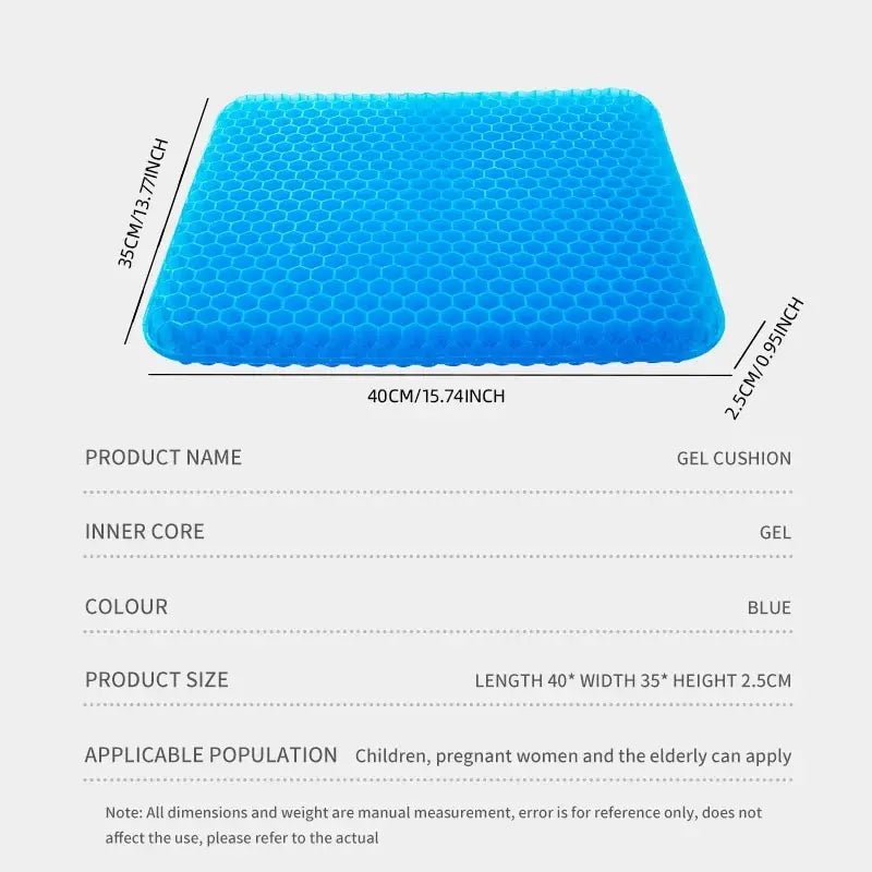 Breathable Honeycomb Gel Seat Cushion for Pressure Relief - Velvet Haven
