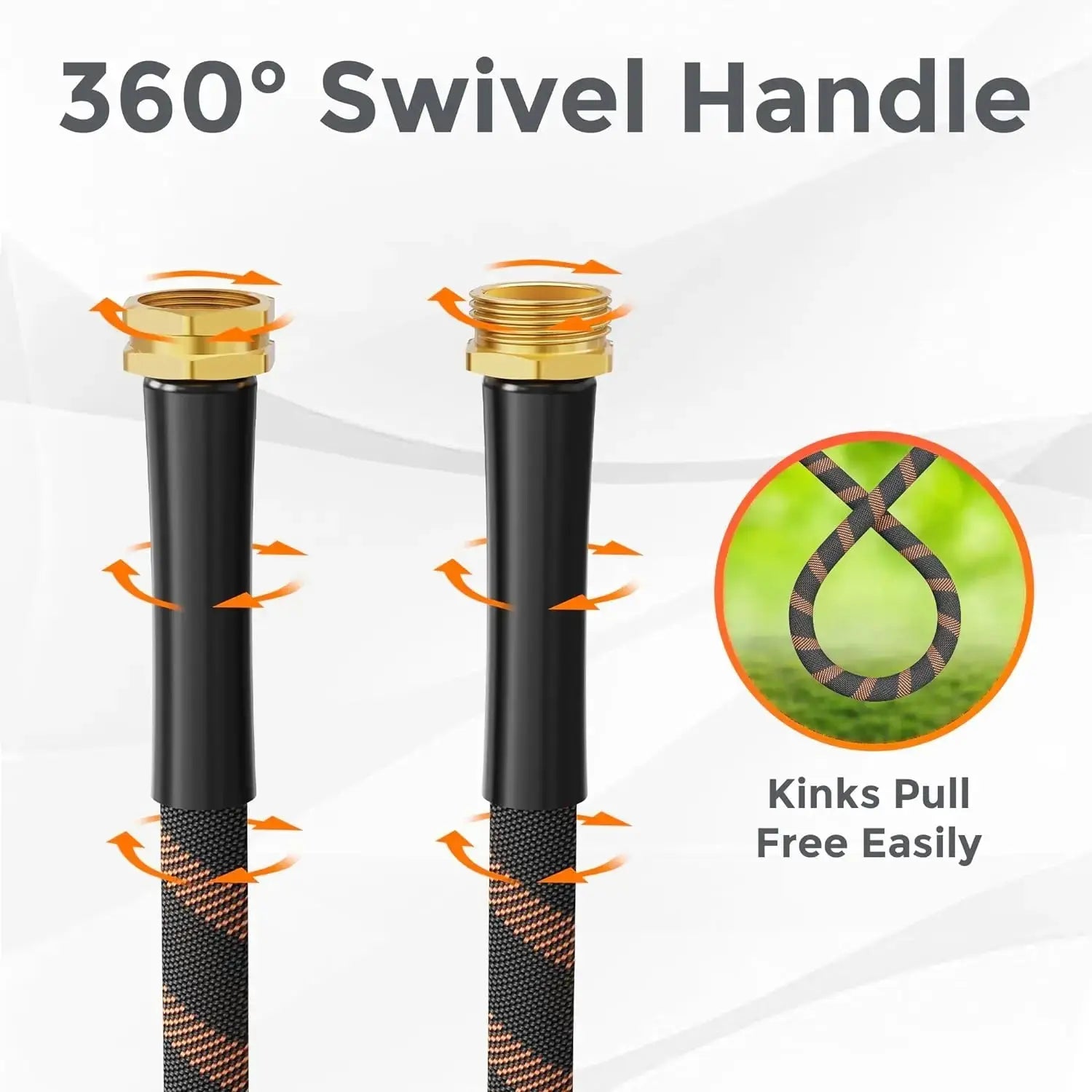 Giraffe Tools Non-Expandable Garden Hose 25-100FT 1/2” Lightweight Flexible Water Hoses Burst 600 Psi with 9 Spray Function Nozzle Heavy Duty Hose - Velvet Haven