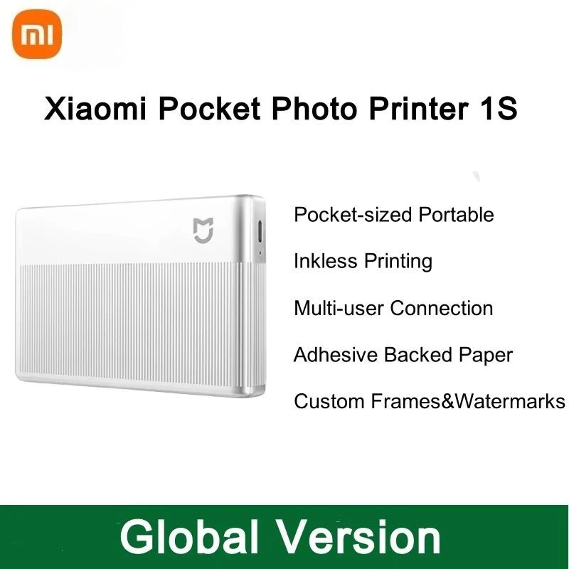 Global Version Xiaomi Mi Portable Photo Printer Bluetooth 5.0 BLE ZINK Inkless Technology AR Video Printing Support Mi Home APP - Velvet Haven