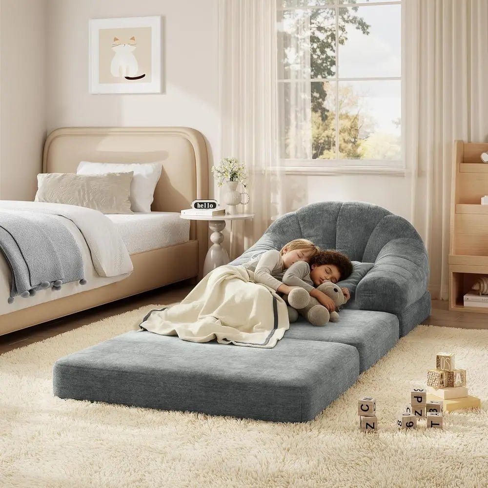 Gray 2-in-1 Convertible Sofa Sleeper Chair with Handle for Living Room or Bedroom - Velvet Haven