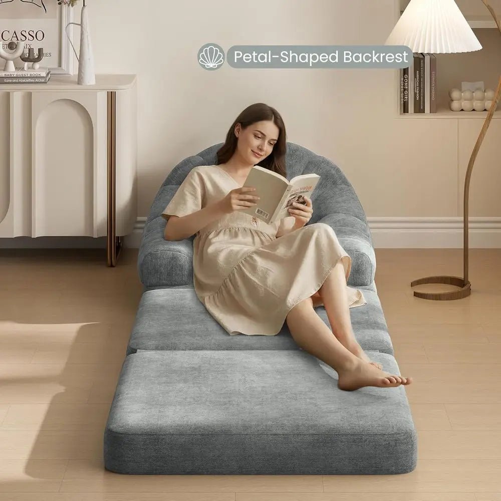 Gray 2-in-1 Convertible Sofa Sleeper Chair with Handle for Living Room or Bedroom - Velvet Haven