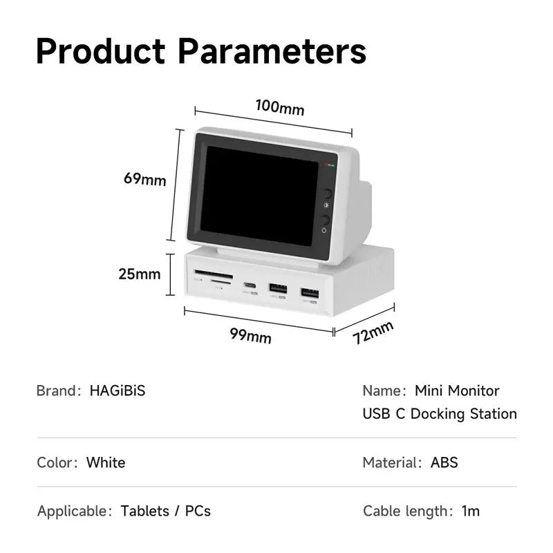 Hagibis 3.5inch IPS Mini Screen AIDA64 Mini PC CPU RAM HDD Data Monitor Display Sub Screen with USB C Hub for Laptop PC MacBook - Velvet Haven