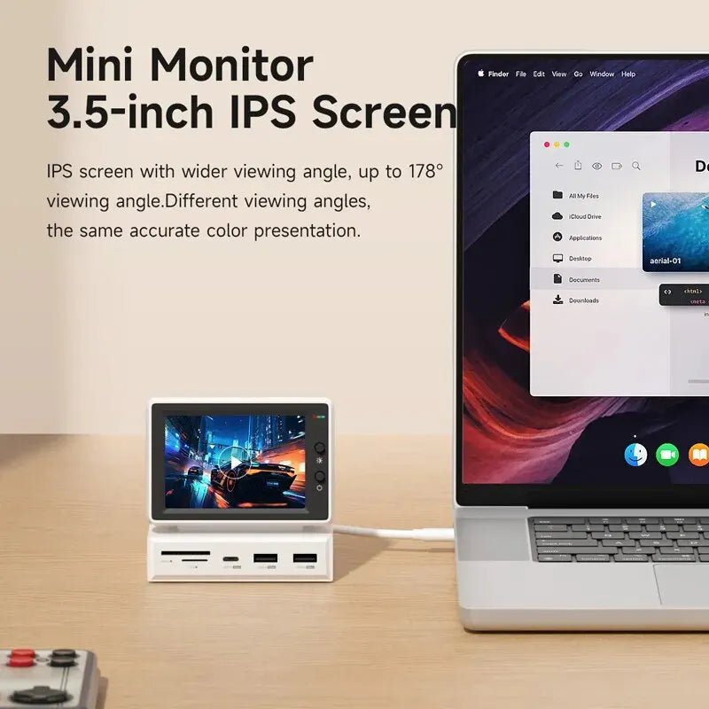 Hagibis 3.5inch IPS Mini Screen AIDA64 Mini PC CPU RAM HDD Data Monitor Display Sub Screen with USB C Hub for Laptop PC MacBook - Velvet Haven
