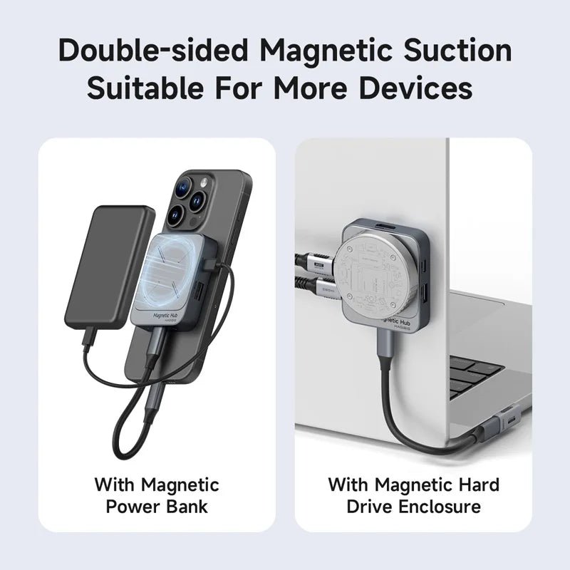 Hagibis Magnetic USB C Hub Type-C Multiport Adapter Docking Station 4K HDMI 100W PD For Macbook iPhone 17/16 Pro Thunderbolt 4 - Velvet Haven