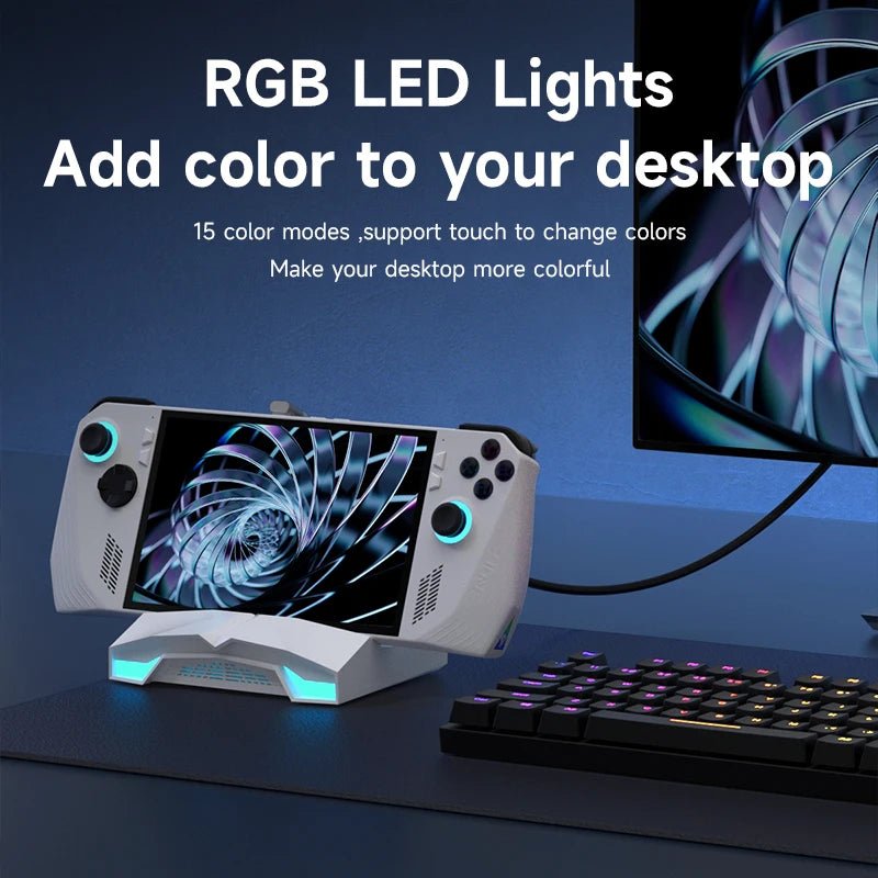 Hagibis ROG Ally/Steam Deck/Switch2/OLED Dock 6 in 1 Universal Docking Station With 4K HDMI 2.5G RJ45 100W RGB Light USB C Hub - Velvet Haven