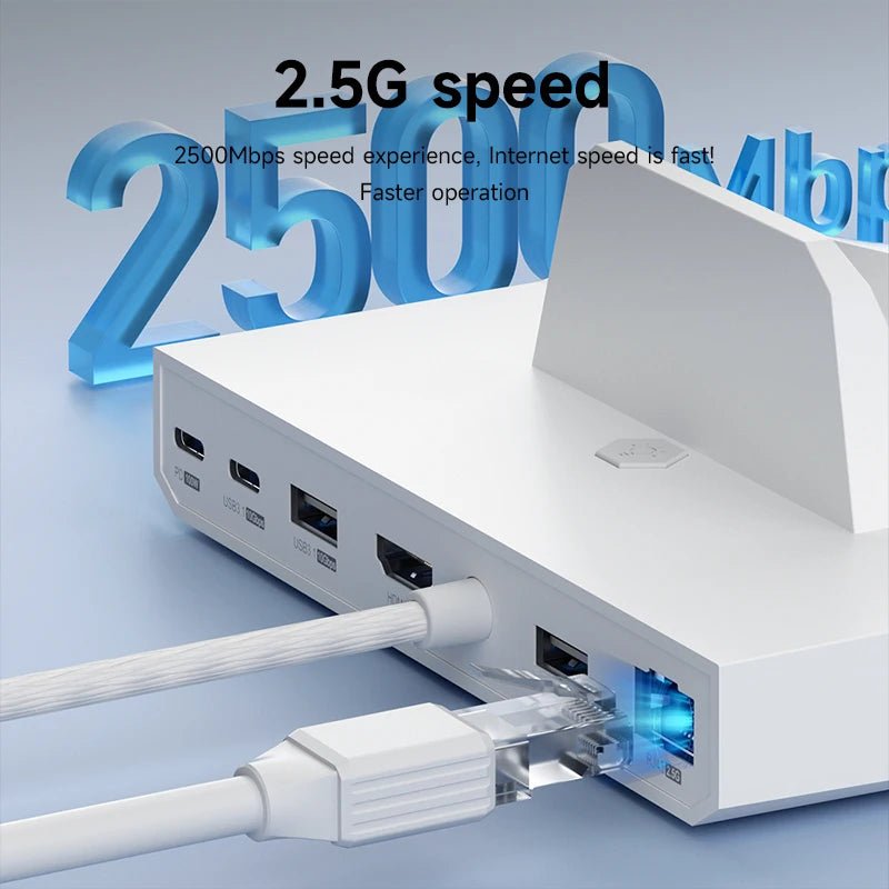 Hagibis ROG Ally/Steam Deck/Switch2/OLED Dock 6 in 1 Universal Docking Station With 4K HDMI 2.5G RJ45 100W RGB Light USB C Hub - Velvet Haven