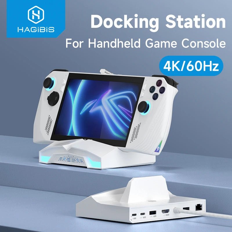 Hagibis ROG Ally/Steam Deck/Switch2/OLED Dock 6 in 1 Universal Docking Station With 4K HDMI 2.5G RJ45 100W RGB Light USB C Hub - Velvet Haven