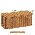 Hand-Woven Rattan Cable Organizer Box - Durable Imitation Vine Material, Multi-Compartment Storage for Power Cords, Data Cables - Velvet Haven
