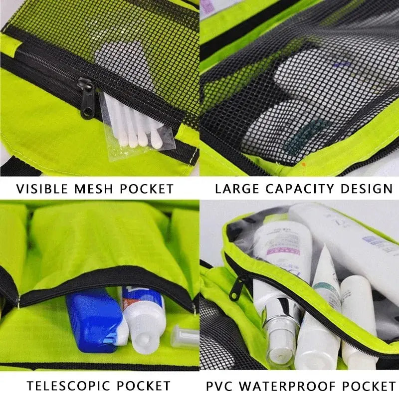 Hanging Men's Toiletry Bag Large Waterproof Cosmetic Bags Travel Organizer Lady Toiletries Makeup Toilet Foldable Bathroom Kit - Velvet Haven