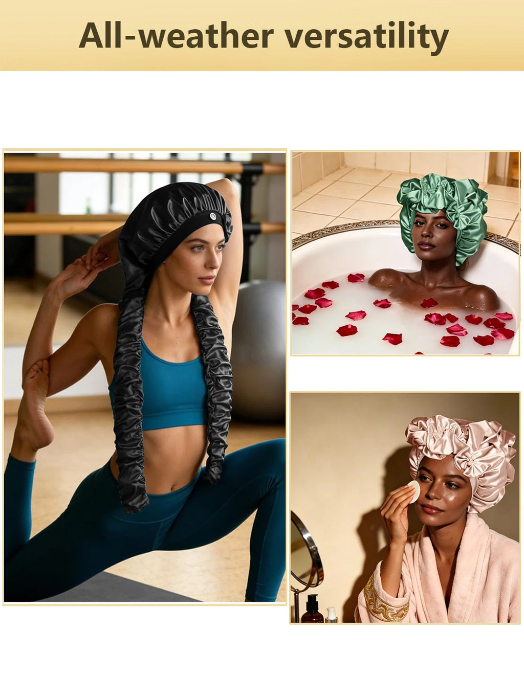 Heatless Curl Satin Sleep Bonnet with Long Curling Ribbons for Long Hair & Braids - Velvet Haven