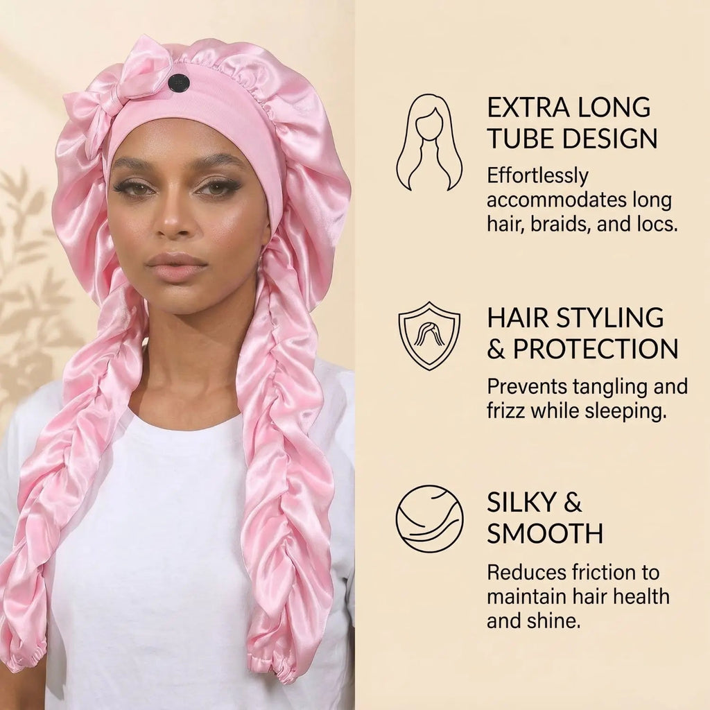 Heatless Curl Satin Sleep Bonnet with Long Ribbons - Velvet Haven