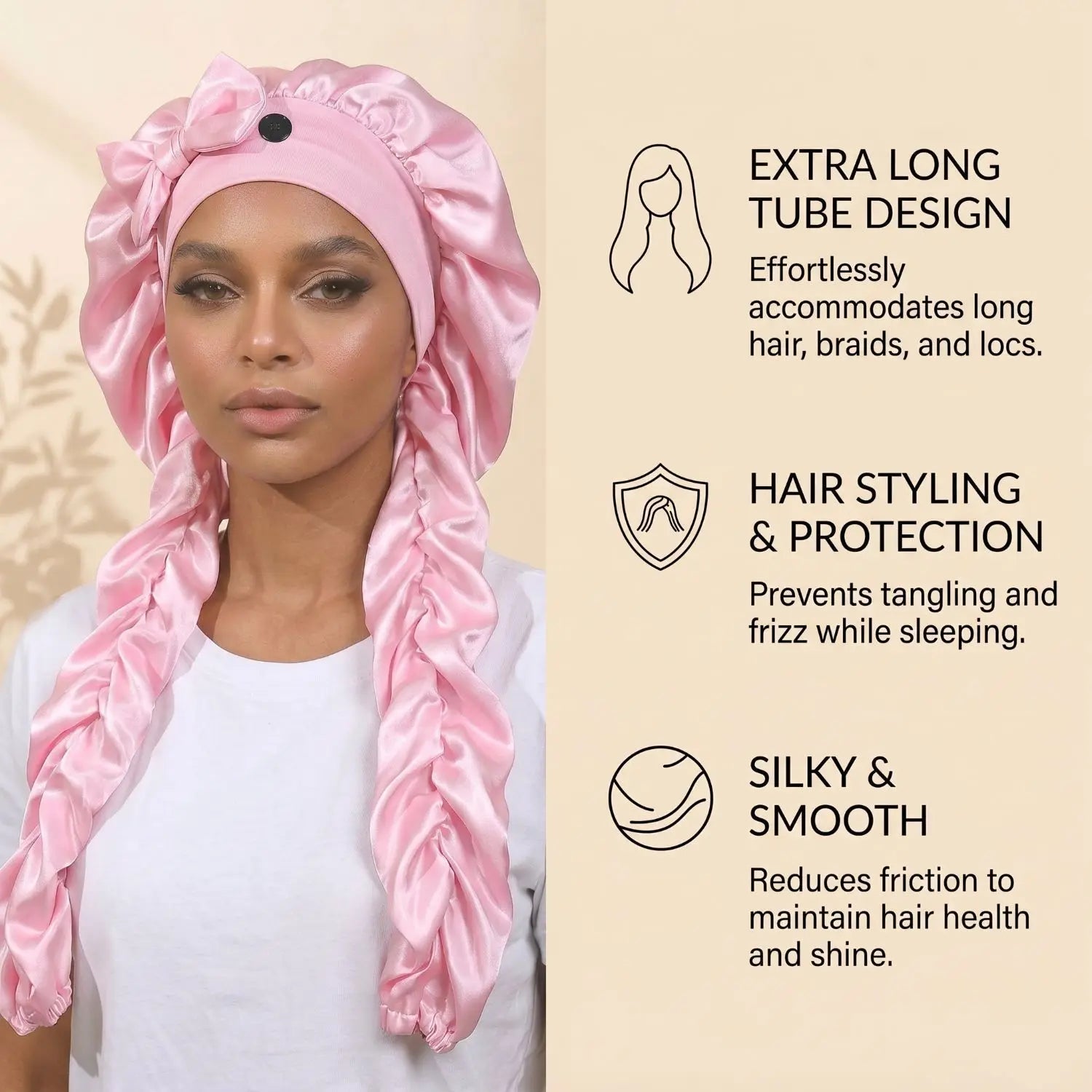 Heatless Curl Satin Sleep Bonnet with Long Ribbons - Velvet Haven