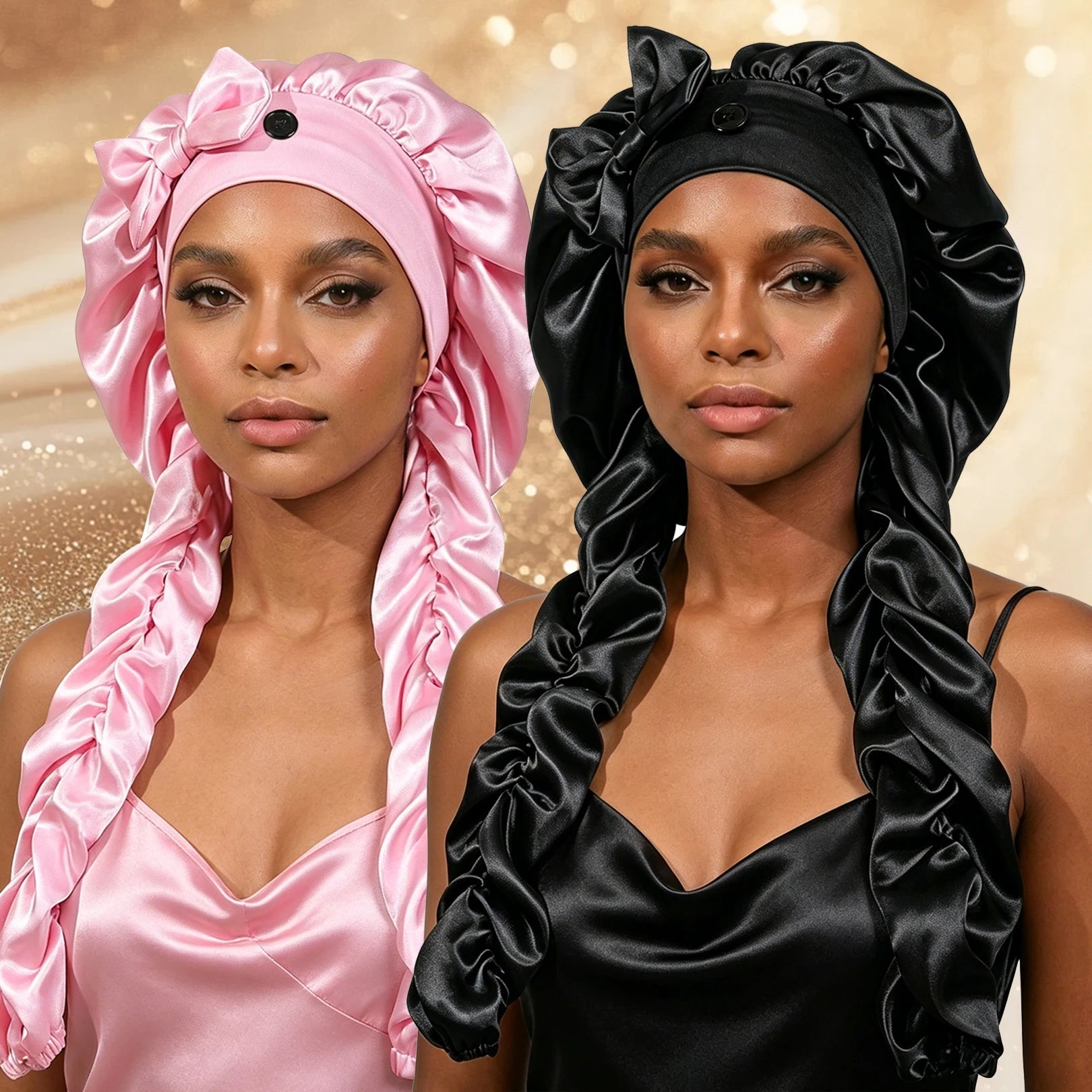 Heatless Curl Satin Sleep Bonnet with Long Ribbons - Velvet Haven