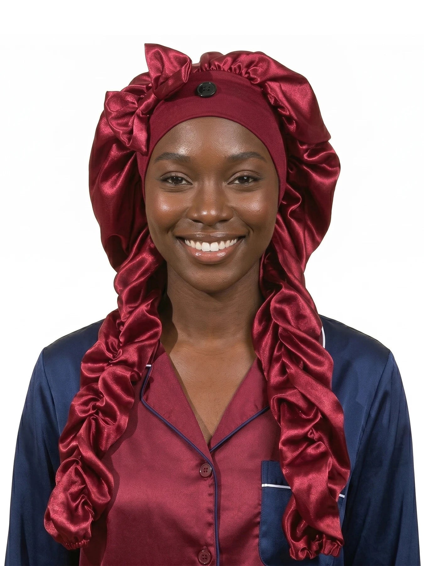 Heatless Curl Satin Sleep Bonnet with Long Ribbons - Velvet Haven