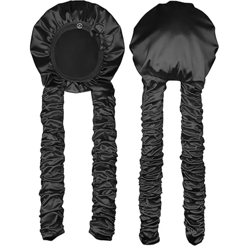 Heatless Curl Satin Sleep Bonnet with Long Ribbons - Velvet Haven