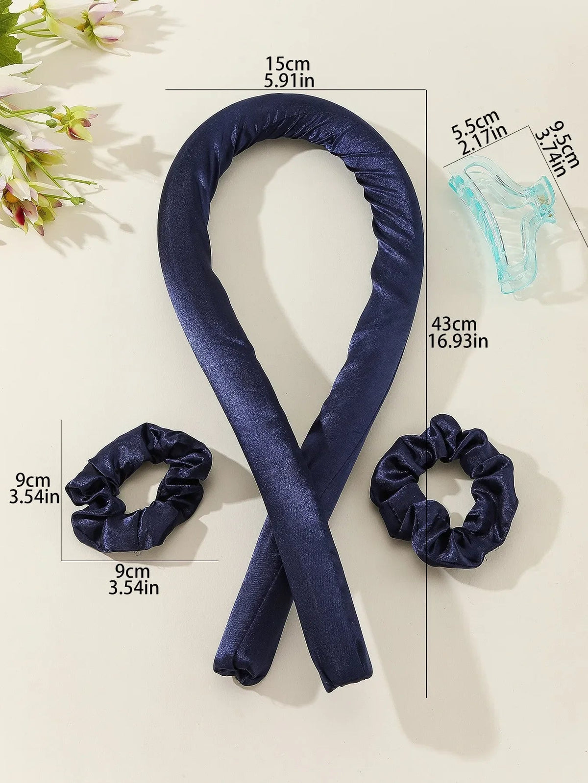 Heatless Curling Rod Headband with Hair Ties - Polyester No-Heat Hair Curler - Velvet Haven