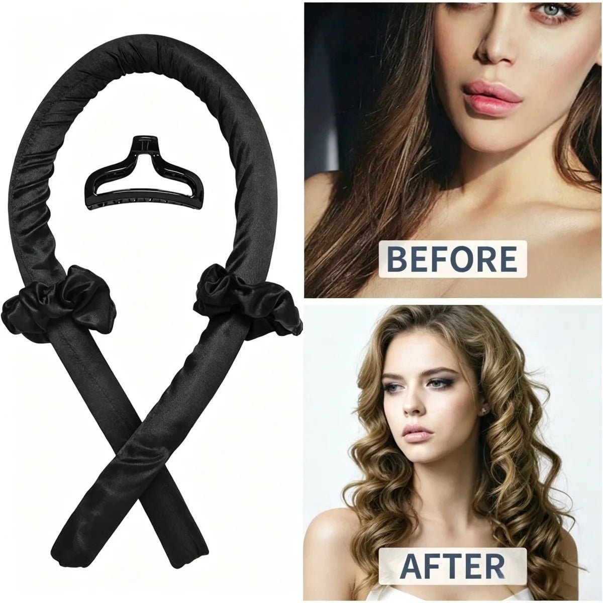 Heatless Curling Rod Headband with Hair Ties - Polyester No-Heat Hair Curler - Velvet Haven