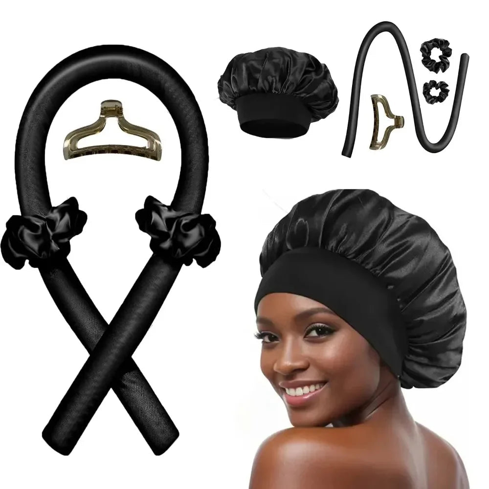 Heatless Curling Rod Night Cap Set for Long Hair - Velvet Haven