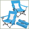 Heavy Duty Beach Camping Chair (2 Pack) - Outdoor Folding Chair for Adults, Portable with Cup Holder & Carry Bag, Blue - Velvet Haven