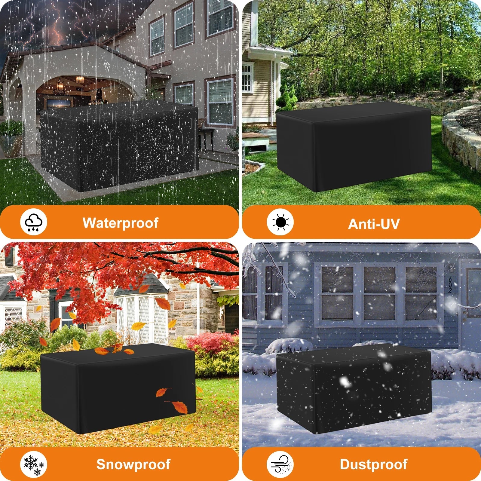 Heavy Duty Waterproof Patio Furniture Cover Rectangular Garden Rain And Snowproof Outdoor Sofa Table And Chair Windproof Cover - Velvet Haven