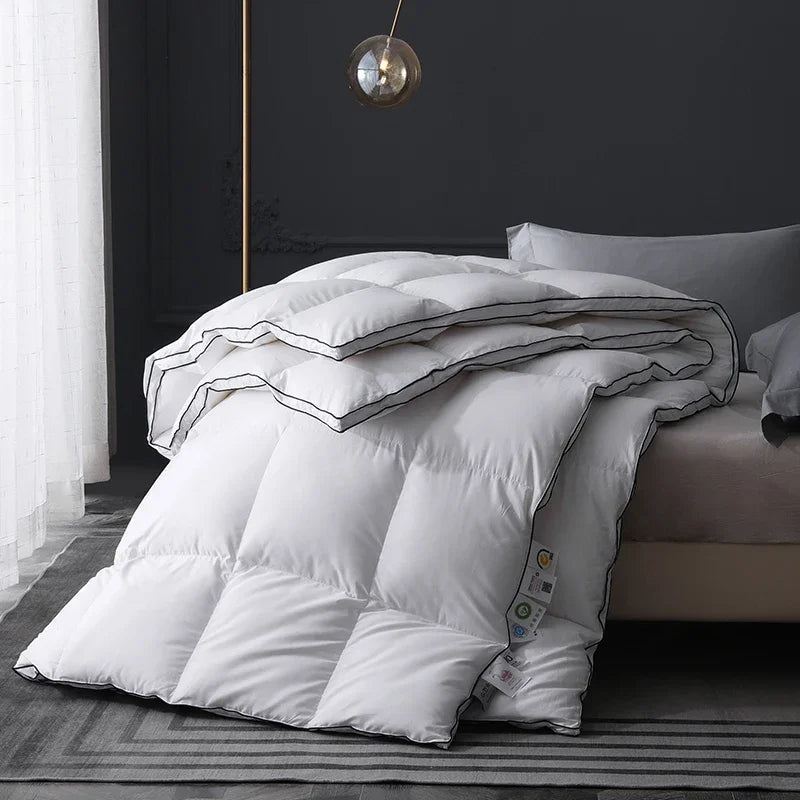 High-End 95% Pure White Goose Down Duvet - Breathable, Fluffy, and Hypoallergenic, Queen Size quilts for summer winter autumn - Velvet Haven