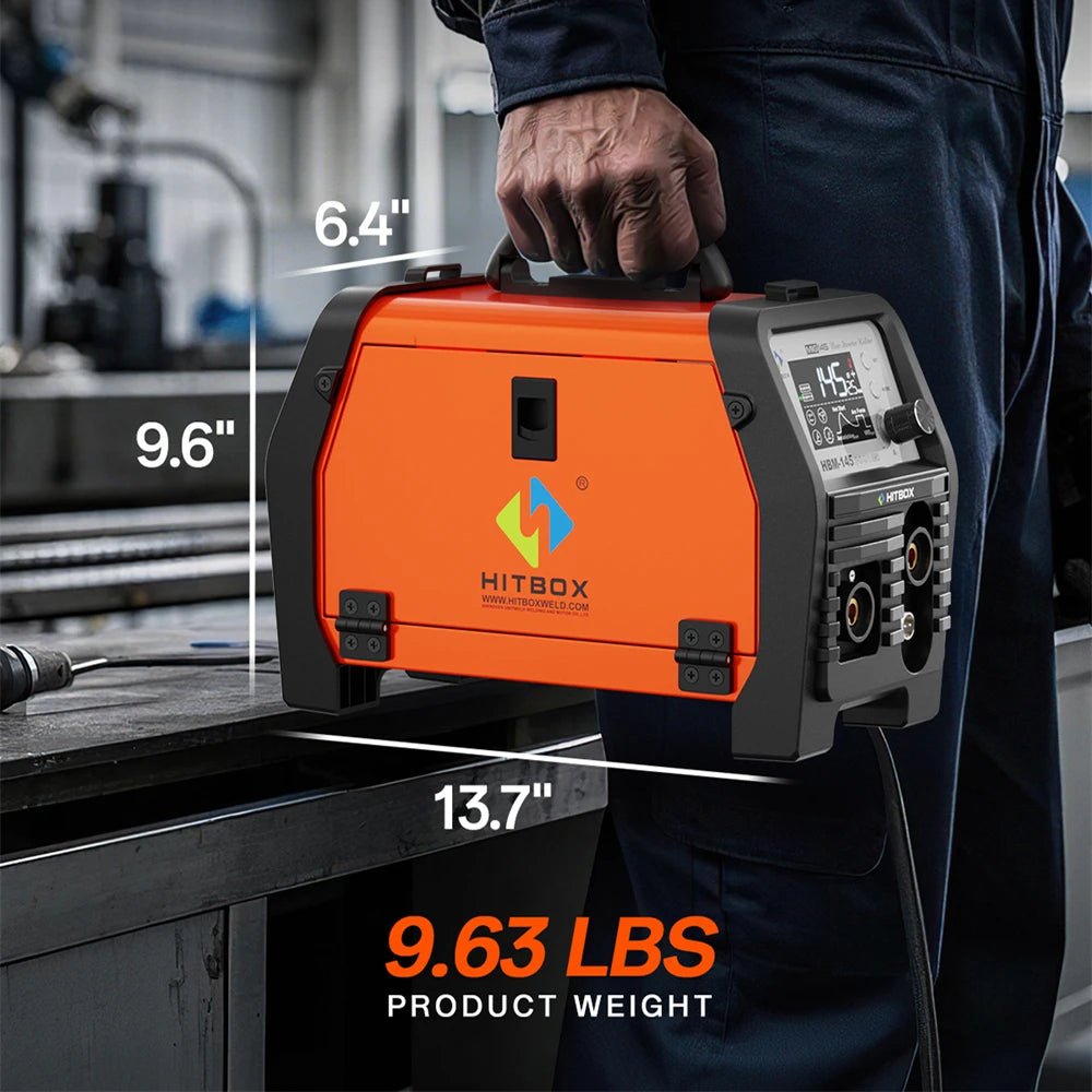 HITBOX 145A 4 in 1 Multi-process MlG Welder with Synergic Control 220V Stick ARC MMA/Gasless MIG/Lift TIG Support Spool Gun Large LED Display Hot Start Arc Force Anti-stick IGBT Inverter Welding Machine HBM145 - Velvet Haven