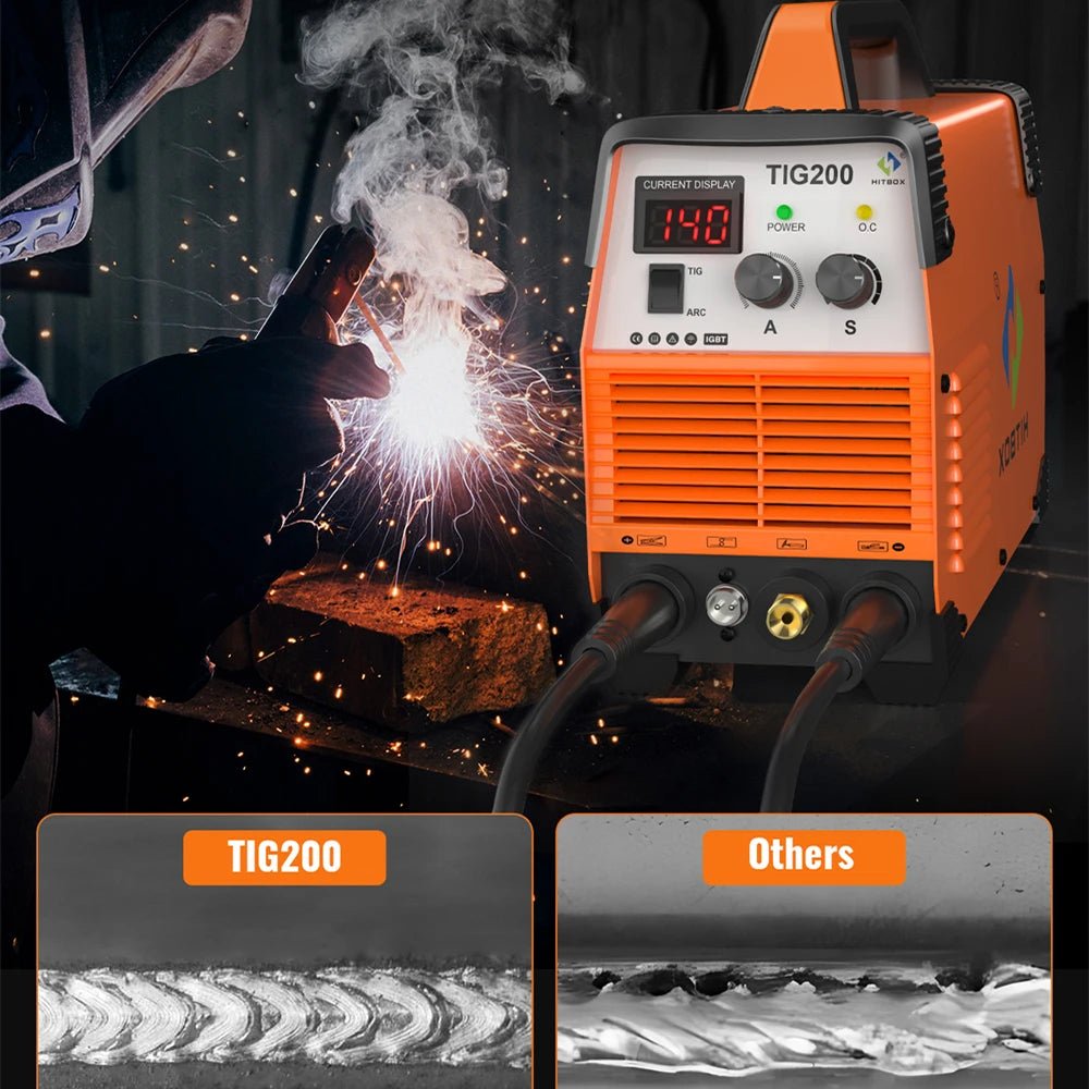 HITBOX 200A TIG Welding Machine 2 in 1 ARC Stick/HF TIG Arc Force Hot Start IGBT Digital Inverter Welder Dual Voltage 110V/220V - Velvet Haven