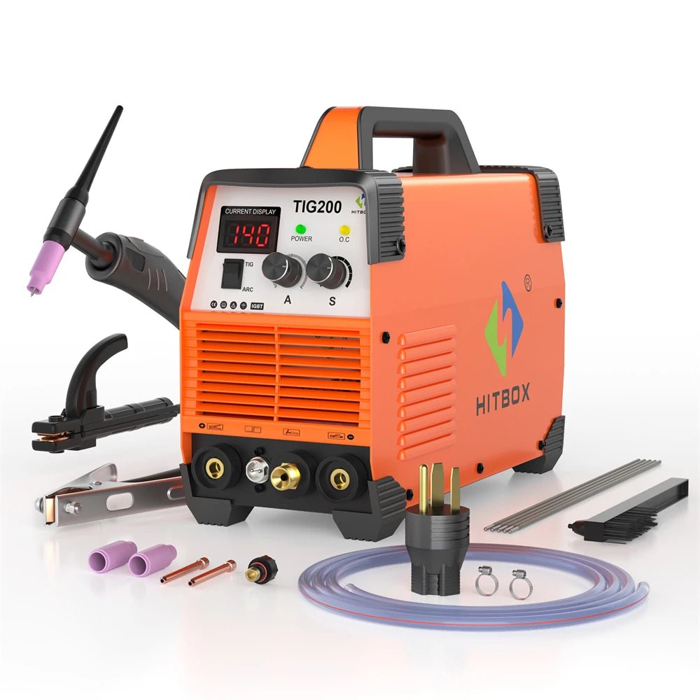 HITBOX 200A TIG Welding Machine 2 in 1 ARC Stick/HF TIG Arc Force Hot Start IGBT Digital Inverter Welder Dual Voltage 110V/220V - Velvet Haven