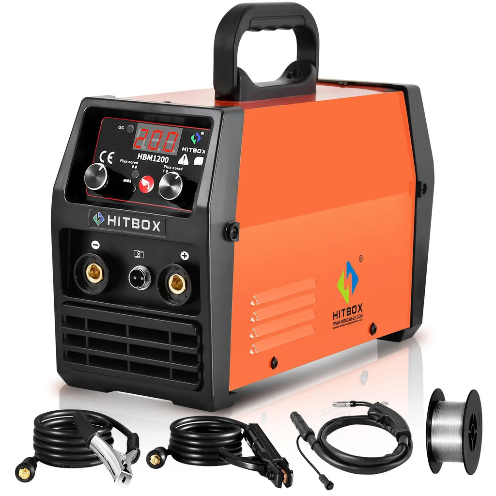 HITBOX 3 in 1 Semi-Automatic Mig Welding Machine Tig Argon Arc MIG Gasless Synergy Inverter Soldering Welder 110V 220V HBM1200 - Velvet Haven