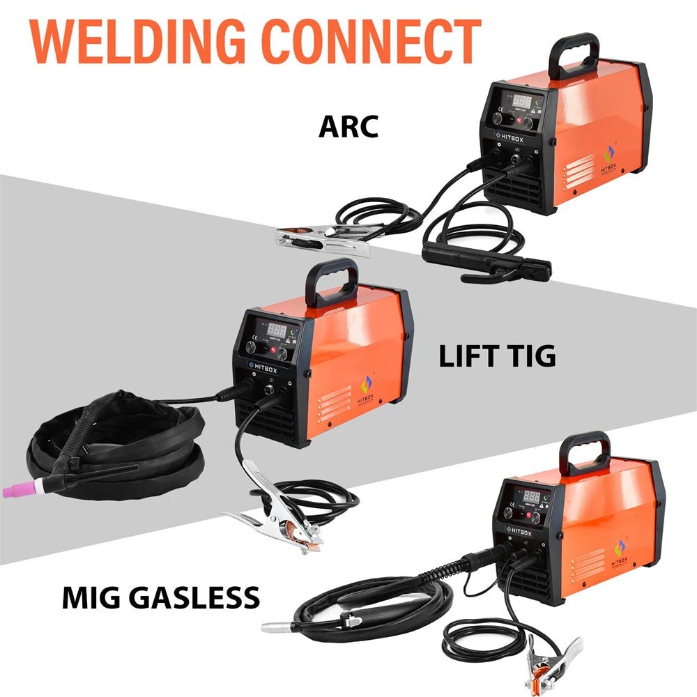 HITBOX 3 in 1 Semi-Automatic Mig Welding Machine Tig Argon Arc MIG Gasless Synergy Inverter Soldering Welder 110V 220V HBM1200 - Velvet Haven