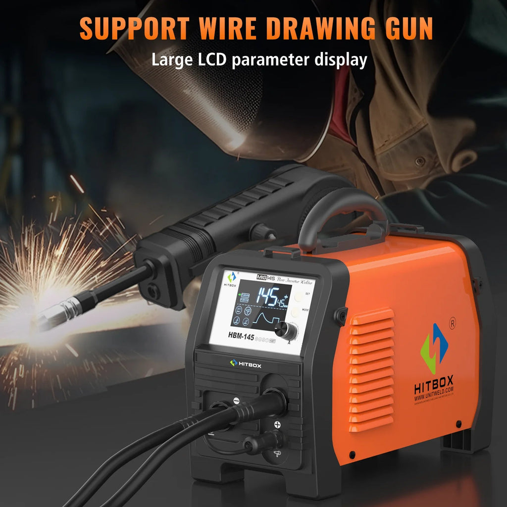 HITBOX HBM145 4 in 1 MMA/Gasless MIG/Lift TIG Welding Machine Semi-Automatic Welder Inverter Support Wire Drawing Gun Equipment - Velvet Haven