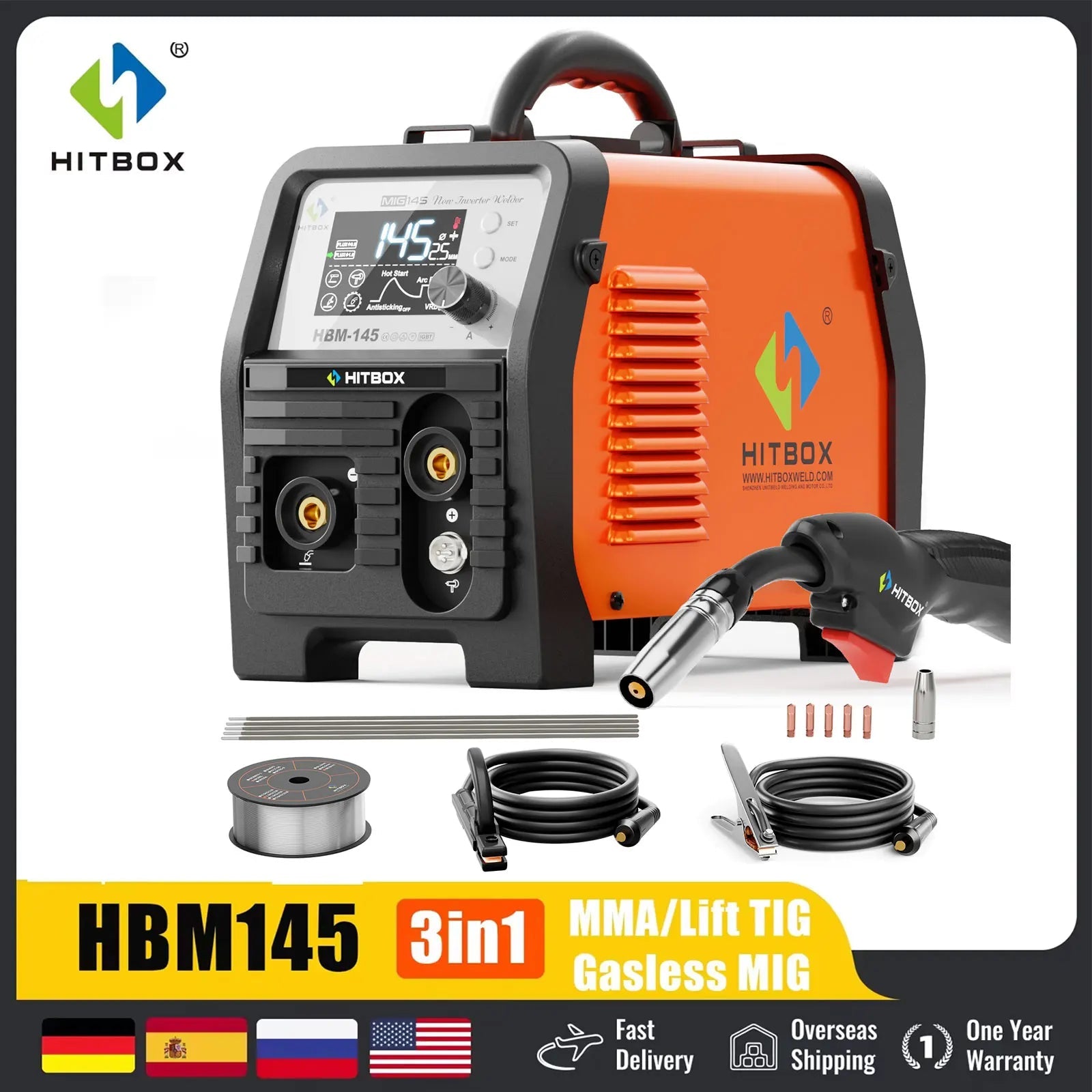 HITBOX HBM145 4 in 1 MMA/Gasless MIG/Lift TIG Welding Machine Semi-Automatic Welder Inverter Support Wire Drawing Gun Equipment - Velvet Haven