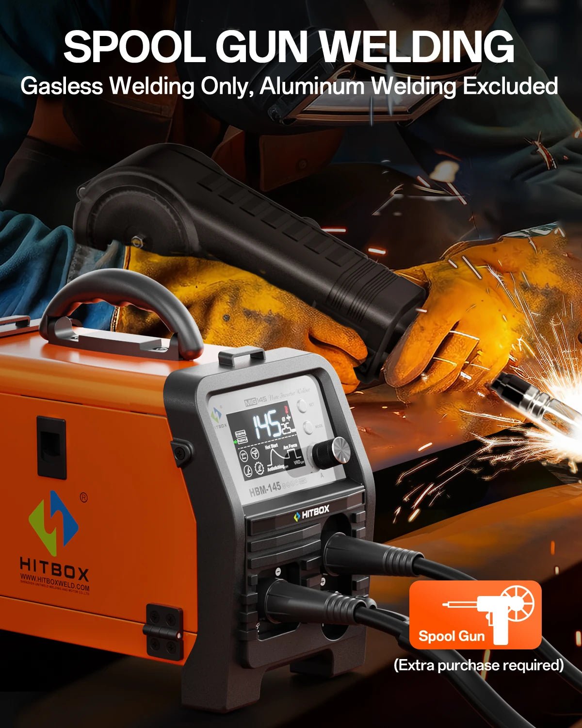 HITBOX HBM145 4 in 1 MMA/Gasless MIG/Lift TIG Welding Machine Semi-Automatic Welder Inverter Support Wire Drawing Gun Equipment - Velvet Haven