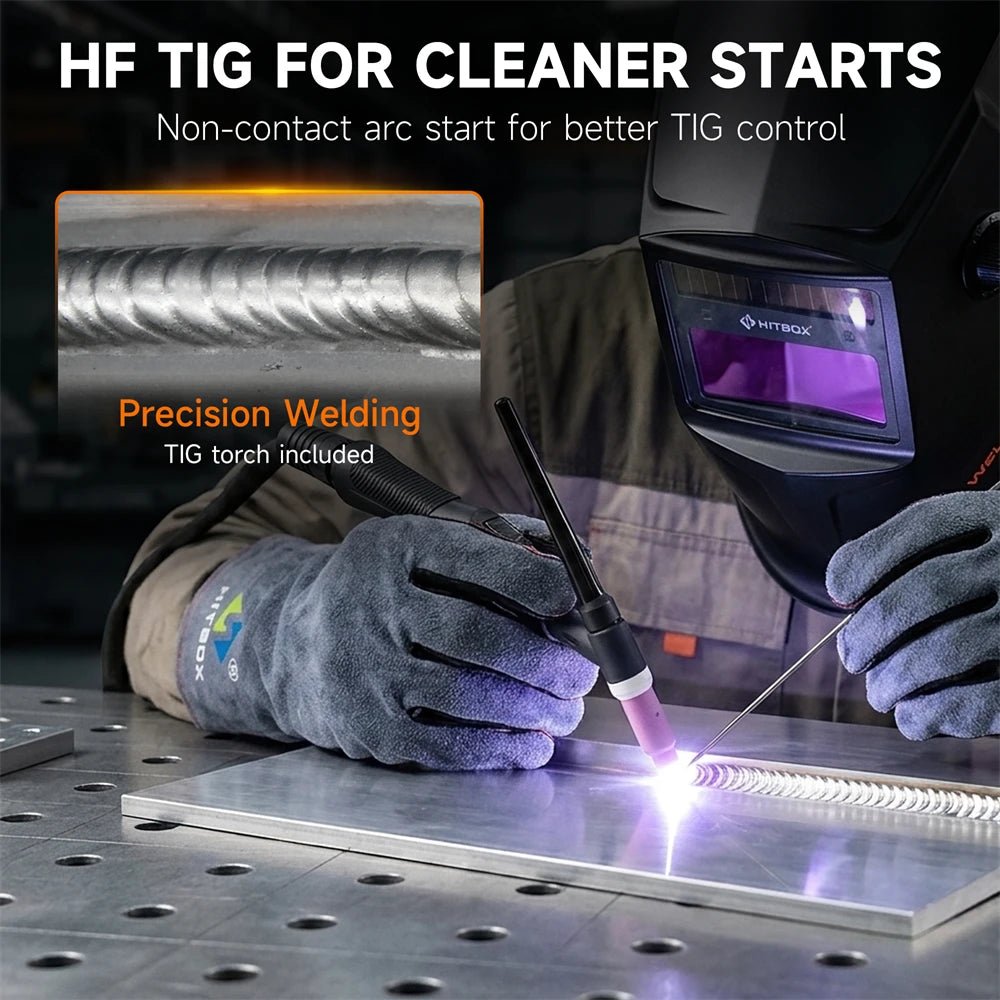 HITBOX HBMC270 Multifunctional Welder Plasma Cutter Combo Dual Voltage 110V/220V 7 in 1 Stick MMA ARC HF TIG CUT Aluminum Pulse MIG/Gas/Flux Core MIG Spot Welding 2T/4T Large Digital Display IGBT Inverter Welder for Aluminum - Velvet Haven