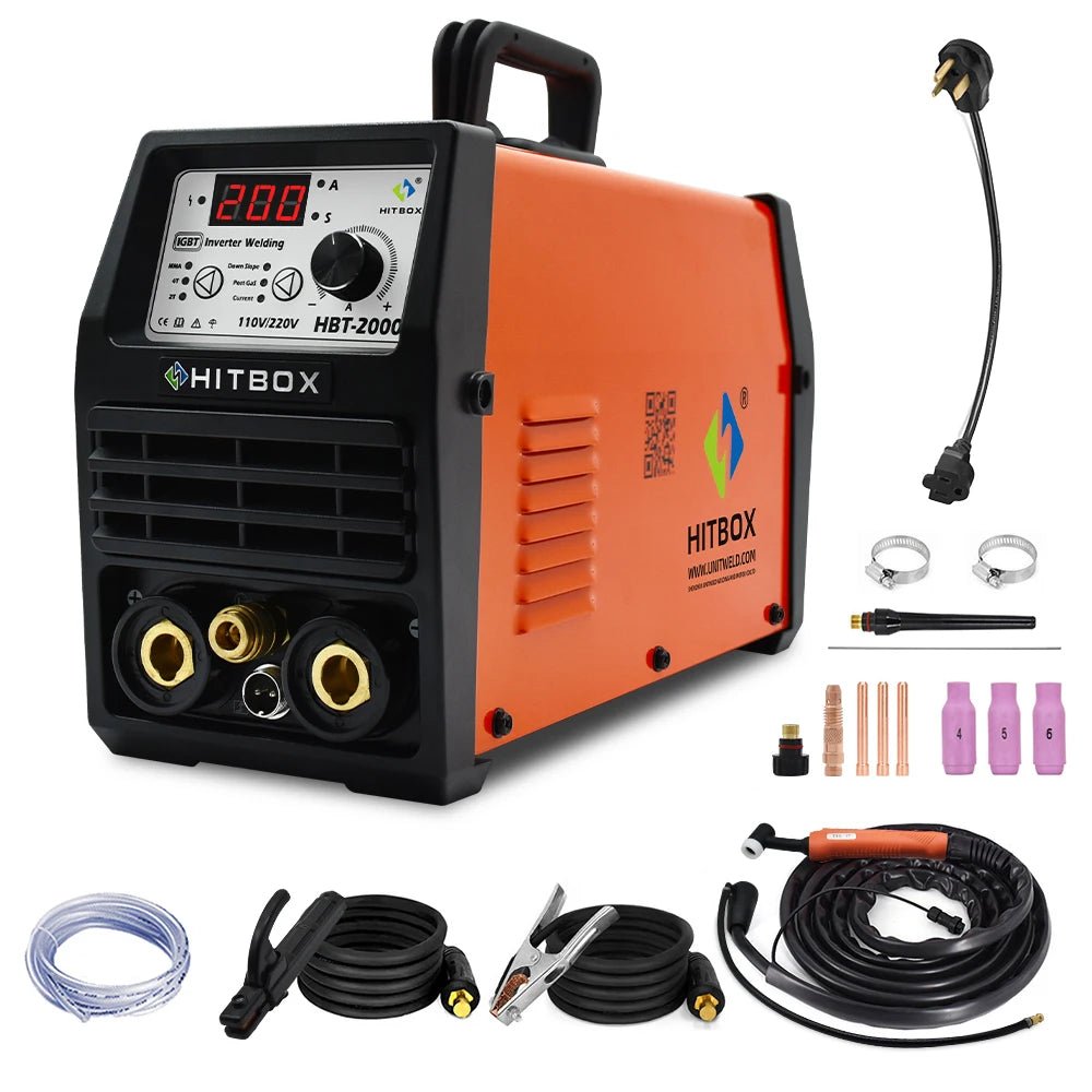 HITBOX HBT2000 High Strength Igbt 2 In 1 TIG ARC 110/220V DC TIG Dipulse 2T 4T Tig Welding Rotary Machine - Velvet Haven