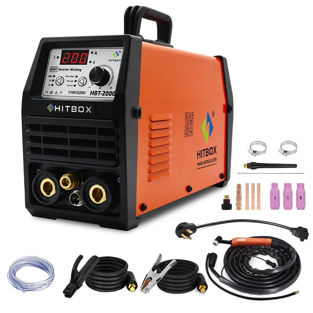 HITBOX HBT2000 High Strength Igbt 2 In 1 TIG ARC 110/220V DC TIG Dipulse 2T 4T Tig Welding Rotary Machine - Velvet Haven