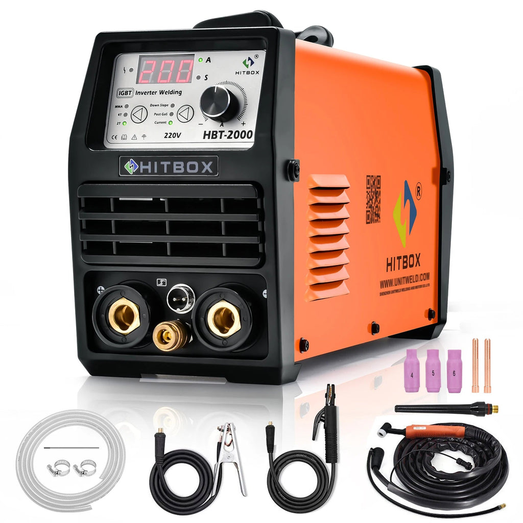 HITBOX HBT2000 High Strength Igbt 2 In 1 TIG ARC 110/220V DC TIG Dipulse 2T 4T Tig Welding Rotary Machine - Velvet Haven