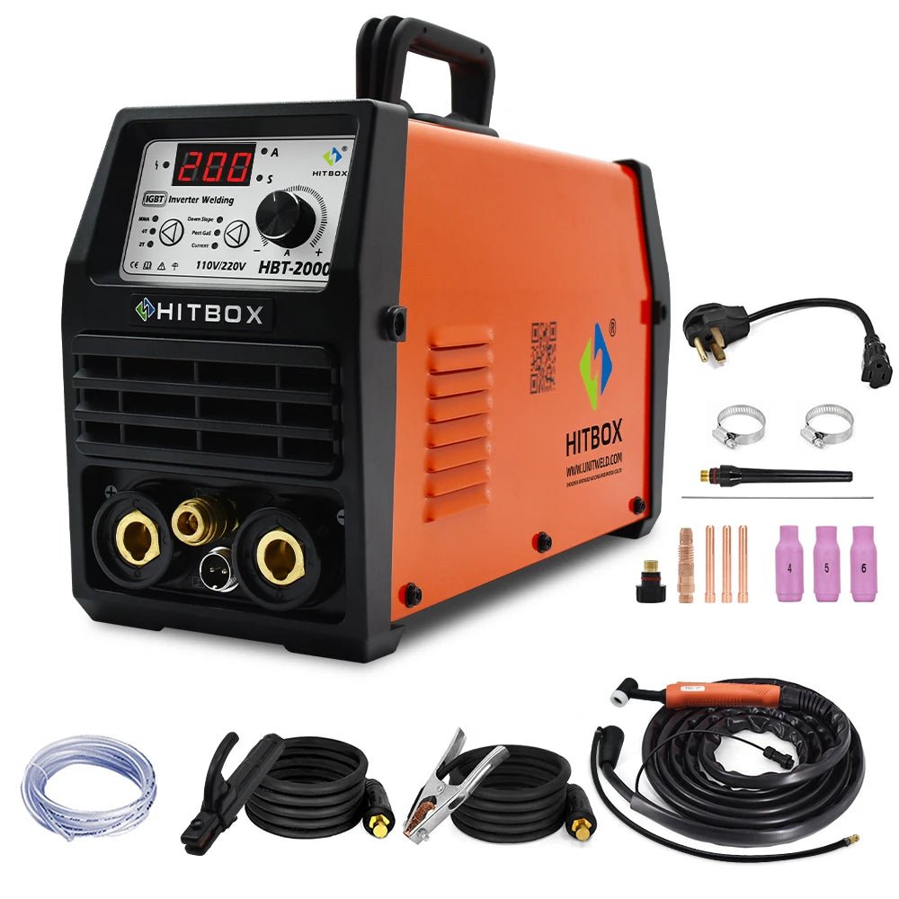 HITBOX HBT2000 High Strength Igbt 2 In 1 TIG ARC 110/220V DC TIG Dipulse 2T 4T Tig Welding Rotary Machine - Velvet Haven