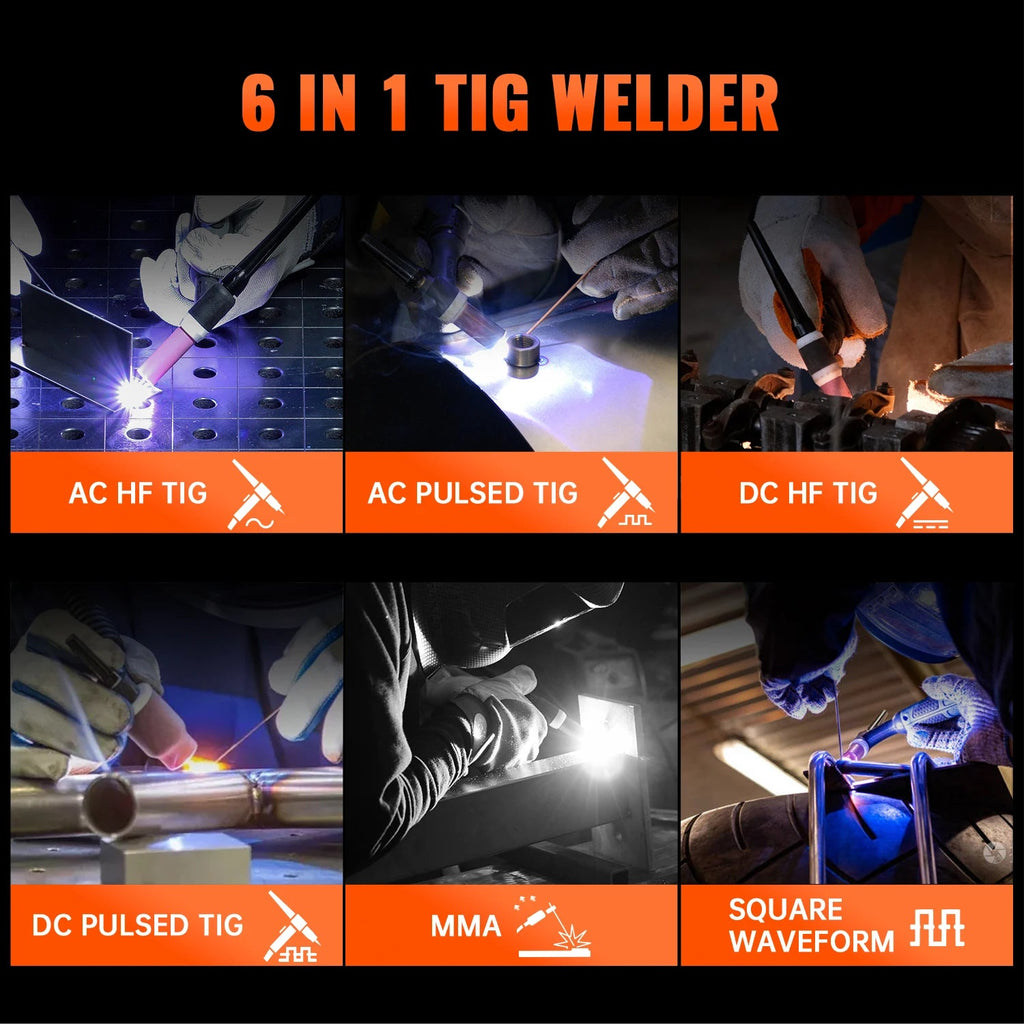 HITBOX HBT250P AC/DC Aluminium 2T/4T TIG Welding Machine 5in1 HF TIG/MMA ARC Stick IP21S Welder Welding IGBT Inverter 200A - Velvet Haven