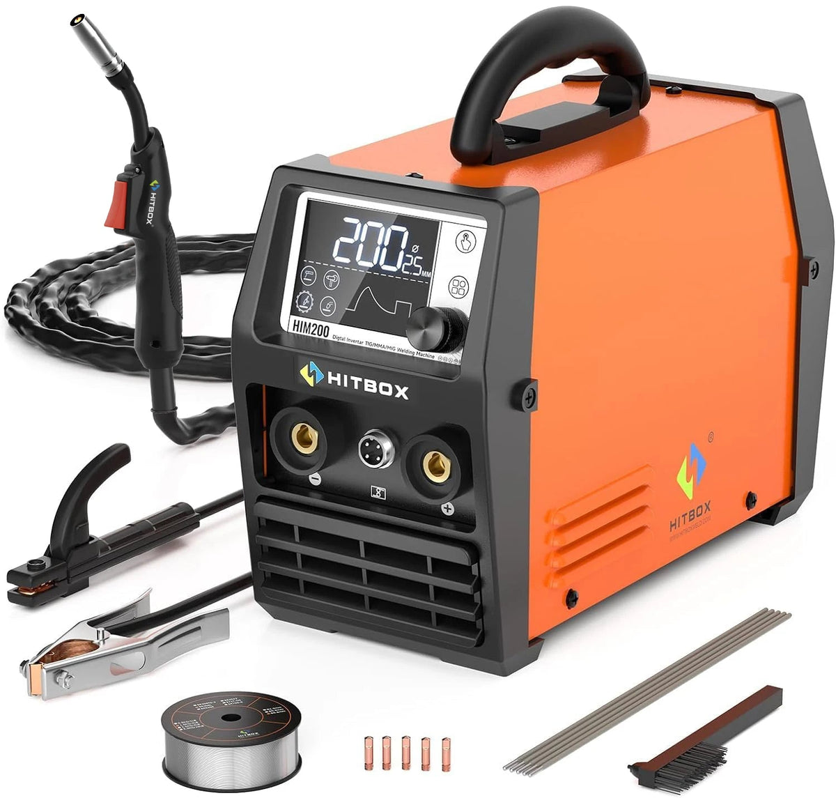 HITBOX HIM200 Welder Synergic MMA Flux MIG Lift TIG Spool Gun 4-in-1 Multi-process Portable Semi-Automatic Welding Tool for DIY Workshop - Velvet Haven