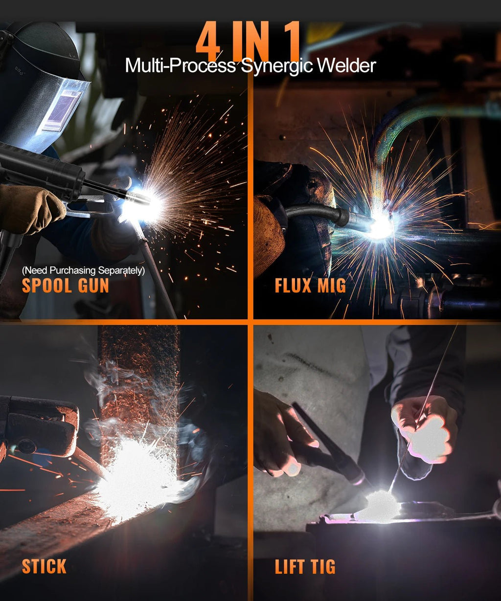 HITBOX HIM200 Welder Synergic MMA Flux MIG Lift TIG Spool Gun 4-in-1 Multi-process Portable Semi-Automatic Welding Tool for DIY Workshop - Velvet Haven