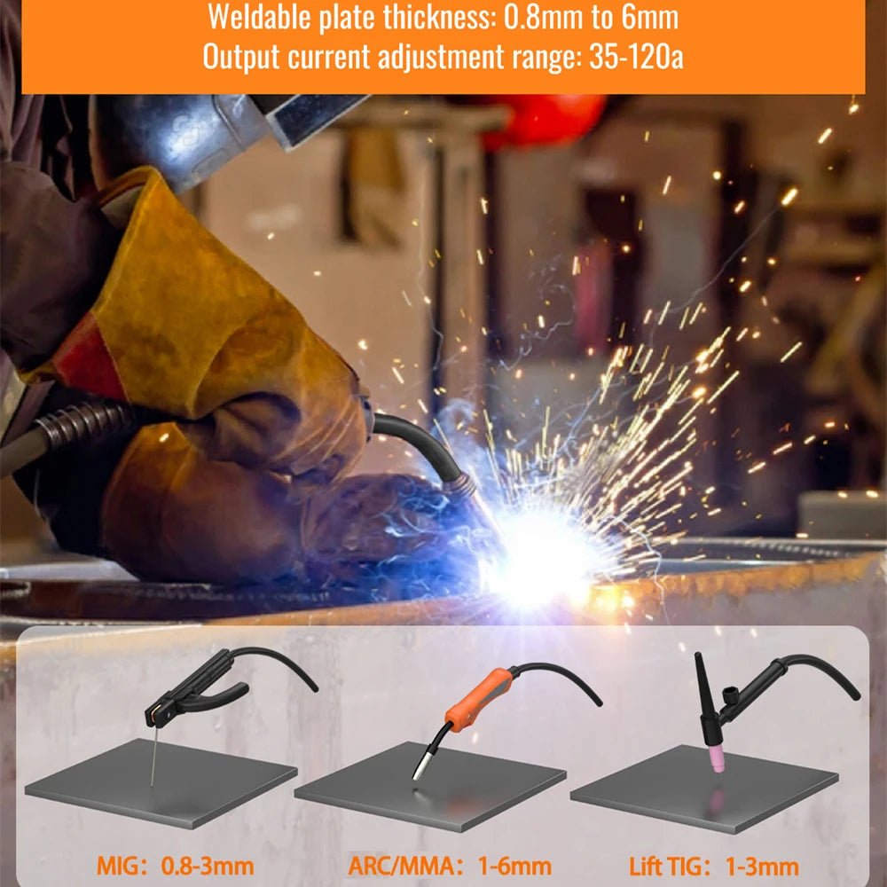 HITBOX MIG-200 3 in 1 Welding Machine Synergy Semi-Automatic Inverter Tig Argon Arc MIG Gas-Less Soldering Welder HBM1200 - Velvet Haven