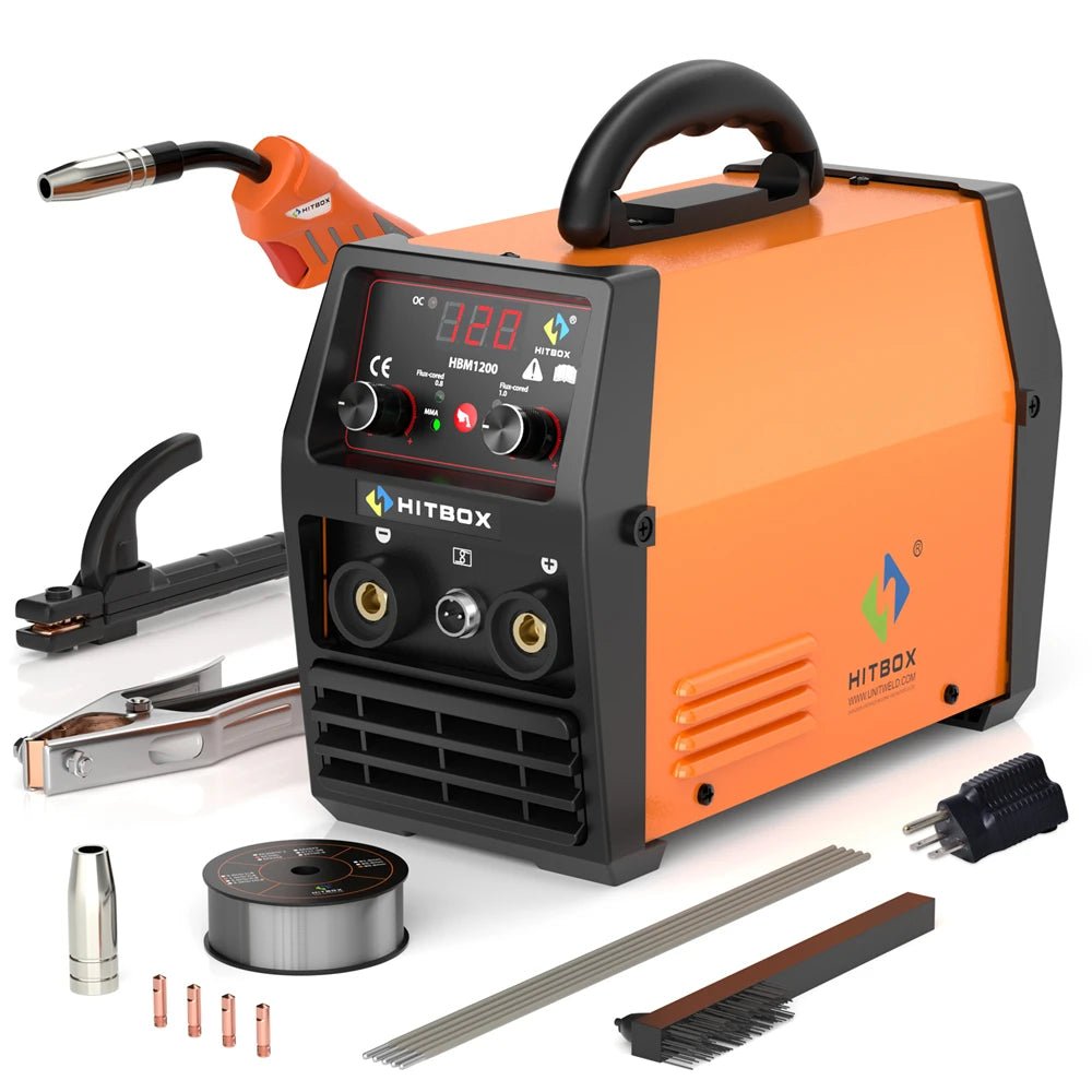 HITBOX MIG-200 3 in 1 Welding Machine Synergy Semi-Automatic Inverter Tig Argon Arc MIG Gas-Less Soldering Welder HBM1200 - Velvet Haven
