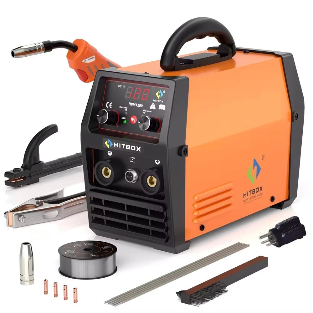 HITBOX MIG-200 3 in 1 Welding Machine Synergy Semi-Automatic Inverter Tig Argon Arc MIG Gas-Less Soldering Welder HBM1200 - Velvet Haven
