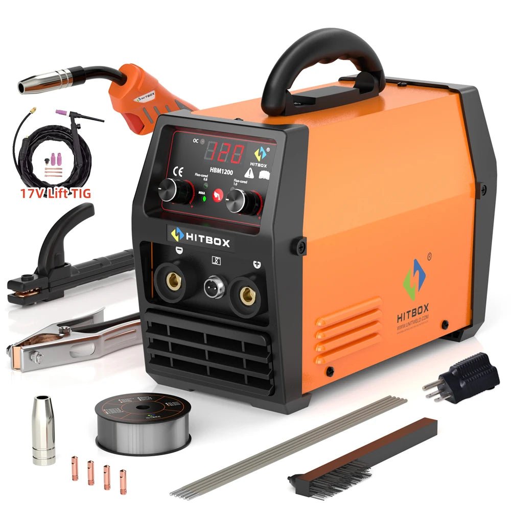 HITBOX MIG-200 3 in 1 Welding Machine Synergy Semi-Automatic Inverter Tig Argon Arc MIG Gas-Less Soldering Welder HBM1200 - Velvet Haven