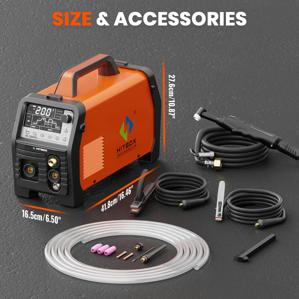 HITBOX TIG Cold Welder 6 in 1 MMA/HF TIG/Spot Welding Machine 200A Digital Pulse LED Screen 2T/4T Inverter Welders TIG200PRO - Velvet Haven
