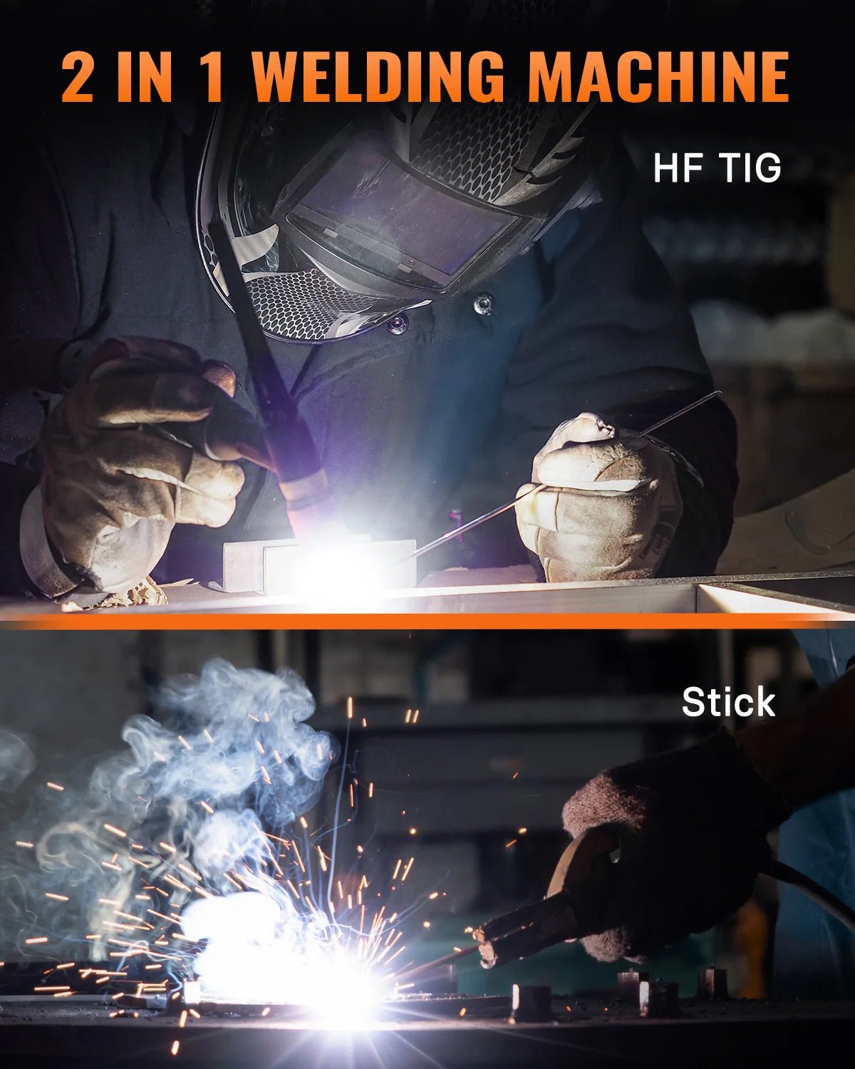 HITBOX TIG200 2 In 1 HF TIG Stick MMA Welder Dual Voltage 110V/220V IGBT Inverter Portable TIG Welding Machine with Post Gas Function TIG Torch Electrode Holder Kit - Velvet Haven